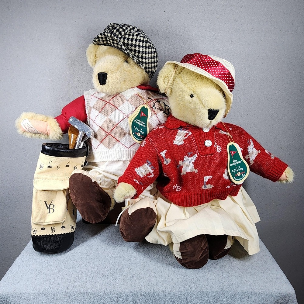 Vintage VanderBear Cornelius & Alice Puttering Around Golf Bear Set 20in